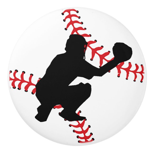 Baseball-Entwurfsknopf, Kabinettkasten Keramikknauf (Vorderseite)