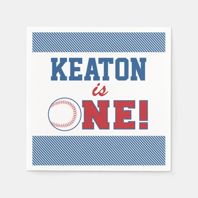 Baseball Erster Geburtstag Custom Napkins Serviette (Vorderseite)