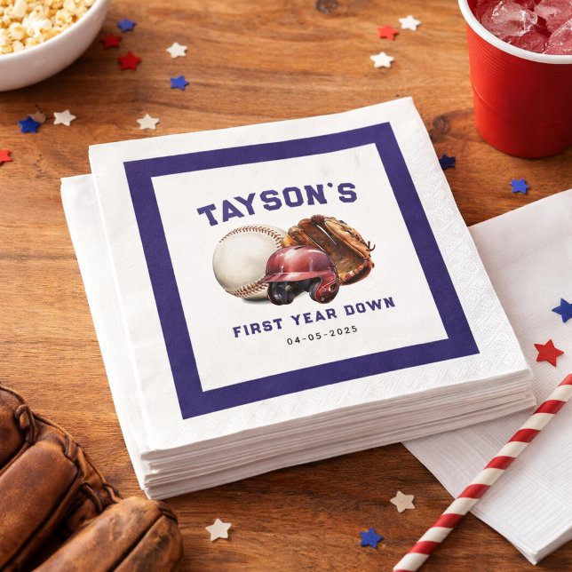 Baseball erstes Jahr ab 1. Geburtstag Serviette (Baseball First Year Down 1st Birthday Paper napkins)