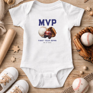 Baseball Erstes Jahr Down 1. Geburtstag Baby Strampler