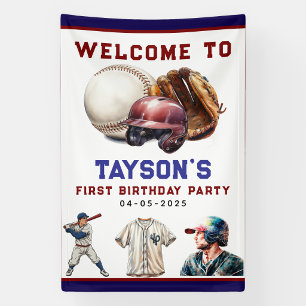 Baseball Erstes Jahr Down 1. Geburtstag Banner