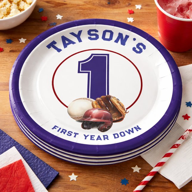 Baseball Erstes Jahr Down 1. Geburtstag Pappteller (Baseball First Year Down 1st Birthday Paper Plates
)