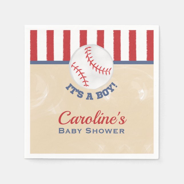 Baseball Es ist eine Baby-Dusche Napkin Serviette (Vorderseite)