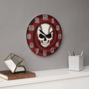 Baseball-Fan bis zum Tod Screwball-Grafiken Große Wanduhr
