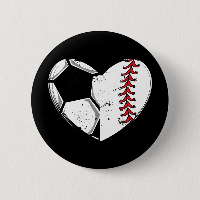 Baseball-Fan Herz Fußballspieler Geschenk Team Tra Button (Vorderseite)