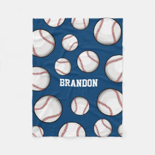 Baseball-Fan-Name-Blau Fleecedecke