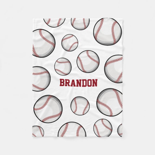 Baseball-Fan-Name-Weiß Fleecedecke (Vorderseite)