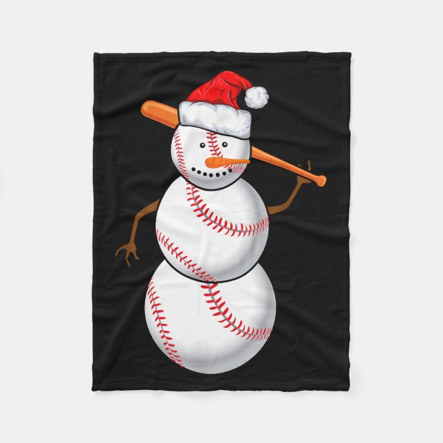 Baseball Fan Snowman Funny Christmas Gift  Fleecedecke (Vorderseite)