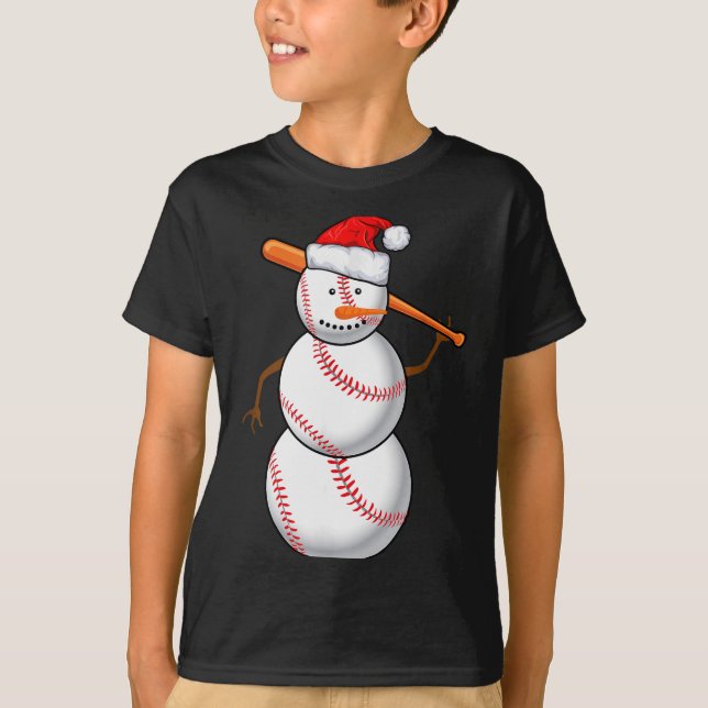 Baseball Fan Snowman Funny Christmas Gift  T-Shirt (Vorderseite)