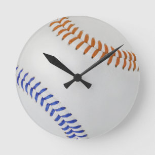 Baseball Fan-tastic_Color Laces_og_bl Runde Wanduhr