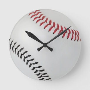 Baseball Fan-tastic_Color Laces_rd_bk Runde Wanduhr