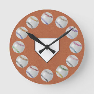 Baseball Fan-tastic_Zuhause plate_circle of balls Runde Wanduhr