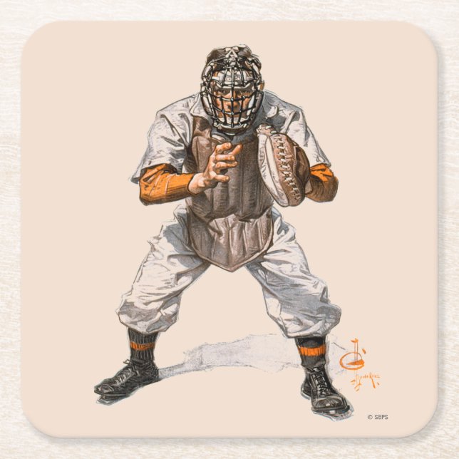 Baseball-Fänger Rechteckiger Pappuntersetzer (Vorderseite)