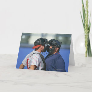 Baseball-Fänger-und Schiedsrichter-Argumentierung Karte