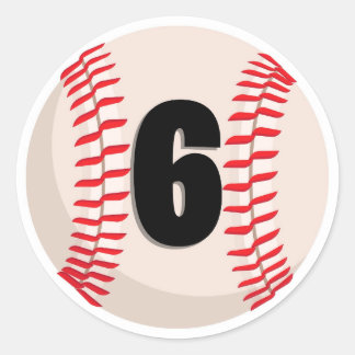 Baseball-Favorit Nummer 6 Runder Aufkleber