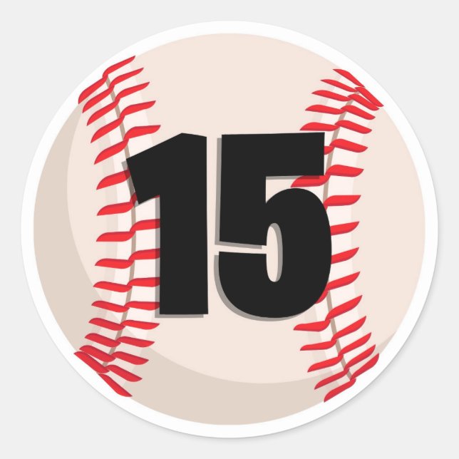 Baseball-Favoritennummer #15 Runder Aufkleber (Vorderseite)