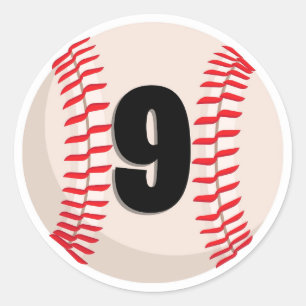 Baseball-Favoritennummer #9 Runder Aufkleber