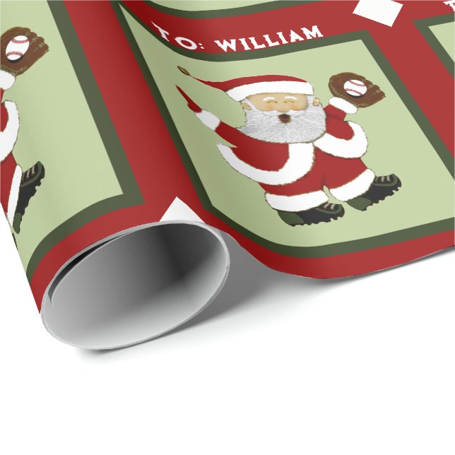 Baseball-Feiertagsgeschenk Geschenkpapier (Rolleneckpunkt)