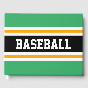BASEBALL Festive Bright Green Yellow Black Stripes Gästebuch