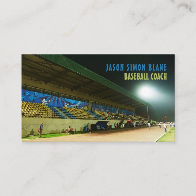 Baseball Field Landschaft, Coach Business Card Visitenkarte (Vorderseite)