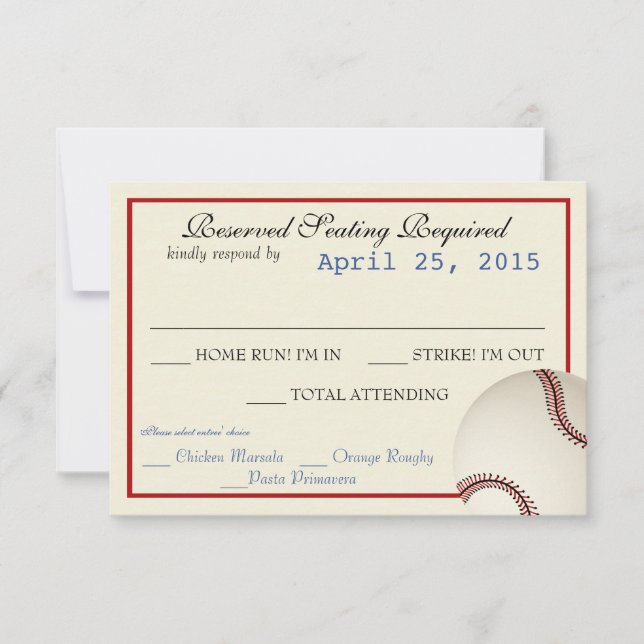 Baseball Field Pass Wedding Response Card RSVP Karte (Vorderseite)