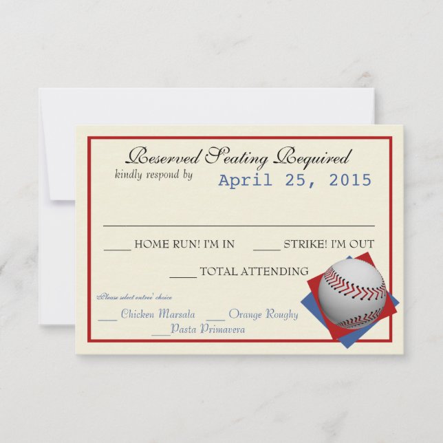 Baseball Field Pass Wedding Response Card RSVP Karte (Vorderseite)
