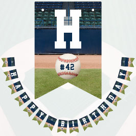 Baseball Field Team Nummer Sport Happy Geburtstag Wimpelkette