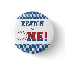 Baseball First Birthday Button