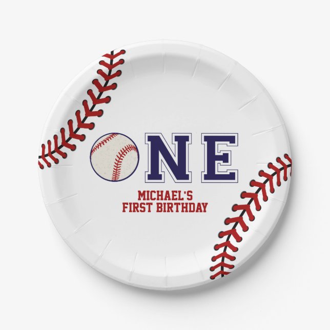 Baseball First Birthday Paper Teller (Vorderseite)