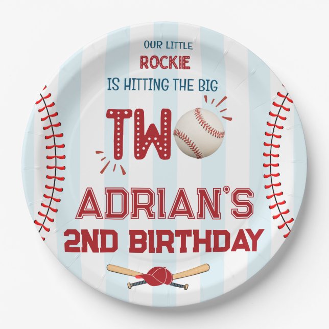 Baseball First Birthday Party Pappteller (Vorderseite)