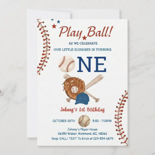 Baseball-First-Birthday-Rookie-des-Jahres-Foto Einladung