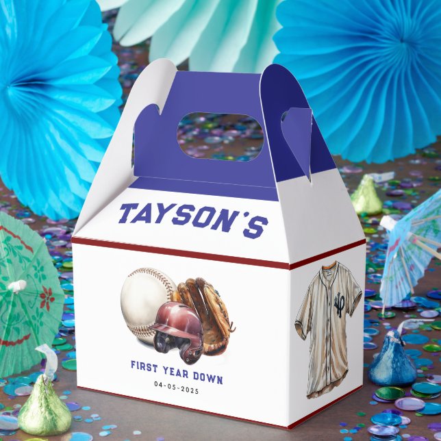 Baseball First Year Down 1st Birthday Geschenkschachtel (Party)