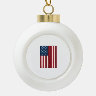 Baseball-Flagge abgenutzt Vintage-Vektor-Design_1 Keramik Kugel-Ornament