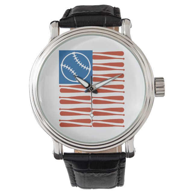 Baseball-Flagge Armbanduhr (Vorderseite)