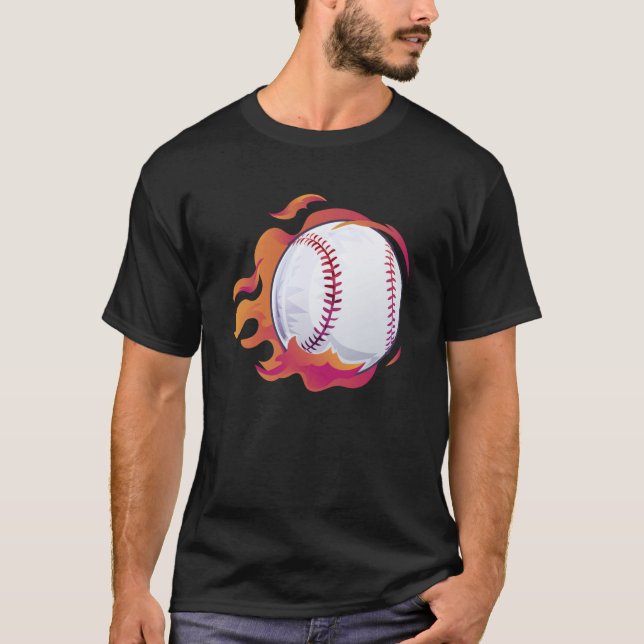 Baseball Flame Cute Baseball Player Coach Athlete T-Shirt (Vorderseite)