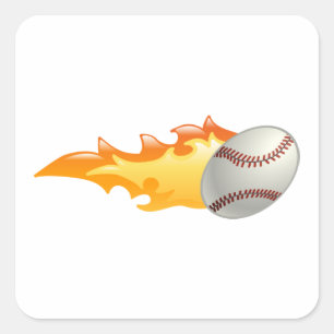 Baseball-Flaming Quadratischer Aufkleber