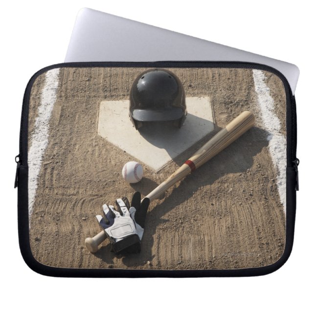 Baseball, Fledermaus, Schlaghandschuhe und Basebal Laptopschutzhülle (Vorderseite)