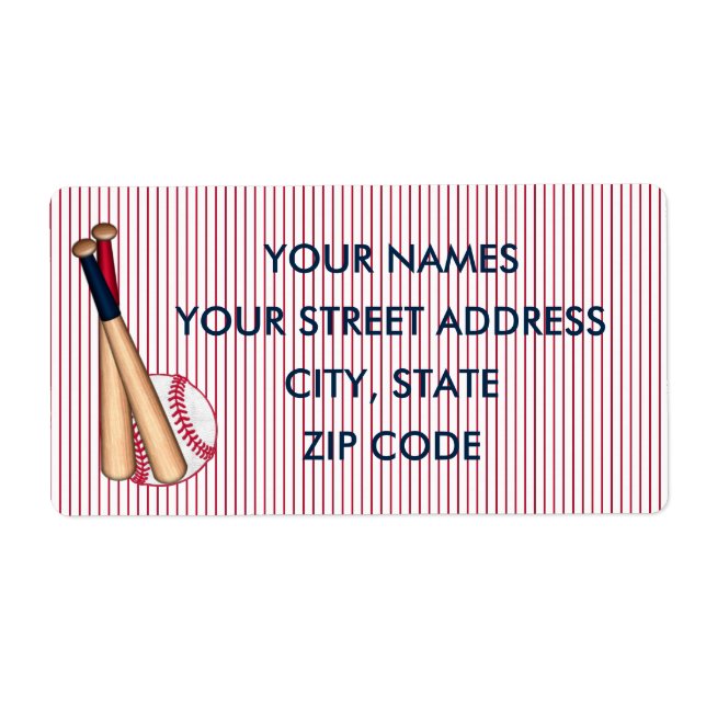 Baseball-Fledermäuse - Red Stripes Shipping-Labels (Vorne)