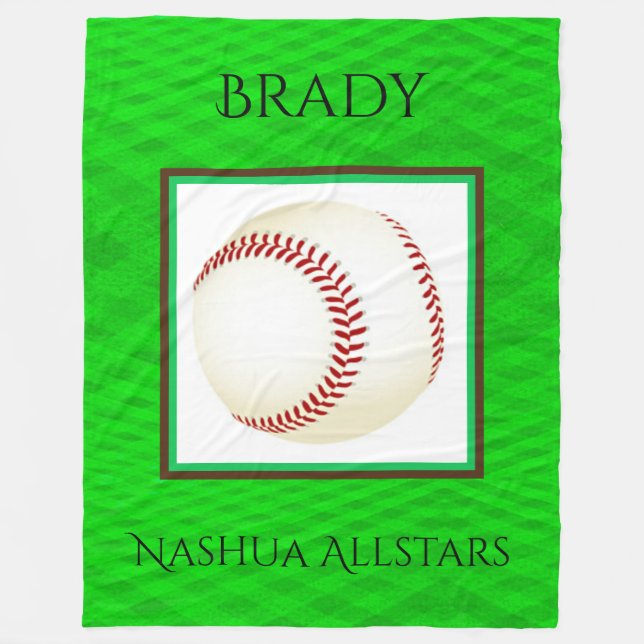 Baseball Fleece Blanket mit Individuelle Name & Te (Vorderseite)