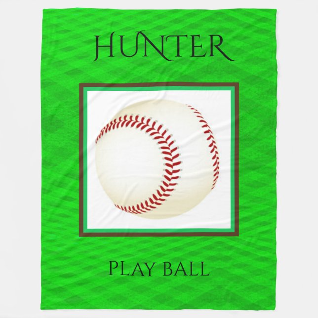 Baseball-Fleece-Decke mit individuellem Namen u. Fleecedecke (Vorderseite)