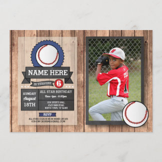 Baseball-Foto aller Stern trägt Party-Geburtstag Einladung