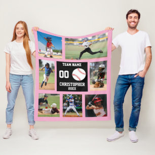 Baseball Foto Collage Girl Fleecedecke