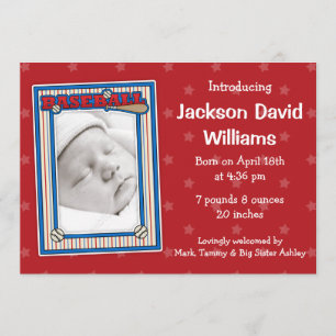 Baseball-Foto-Geburts-Mitteilung Ankündigung