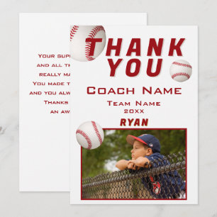 Baseball-Foto Spieler Team Trainer Dankeskarte
