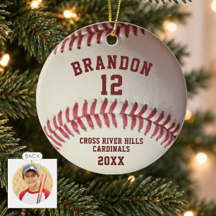 Baseball-Foto Spielername Nummer Vintage Keramik Ornament