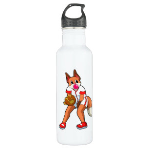 Baseball-Fox mit Baseball-Handschuh Edelstahlflasche