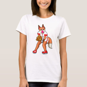 Baseball-Fox mit Baseball-Handschuh T-Shirt