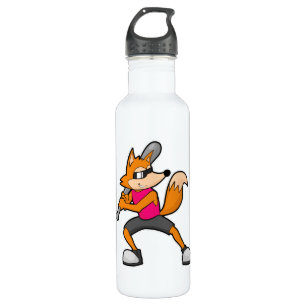 Baseball-Fox mit Baseballschläger Edelstahlflasche