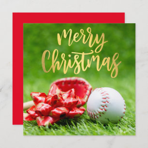 Baseball Frohe Weihnachten mit Ball auf grün