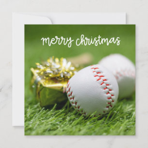 Baseball Frohe Weihnachten mit Ball auf grünem Gra